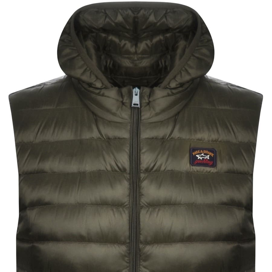 Alternative Image for ProductPaul And Shark Padded Hooded Gilet Green2
